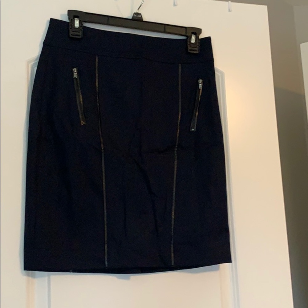 Pencil skirt, Navy with black pleather detail